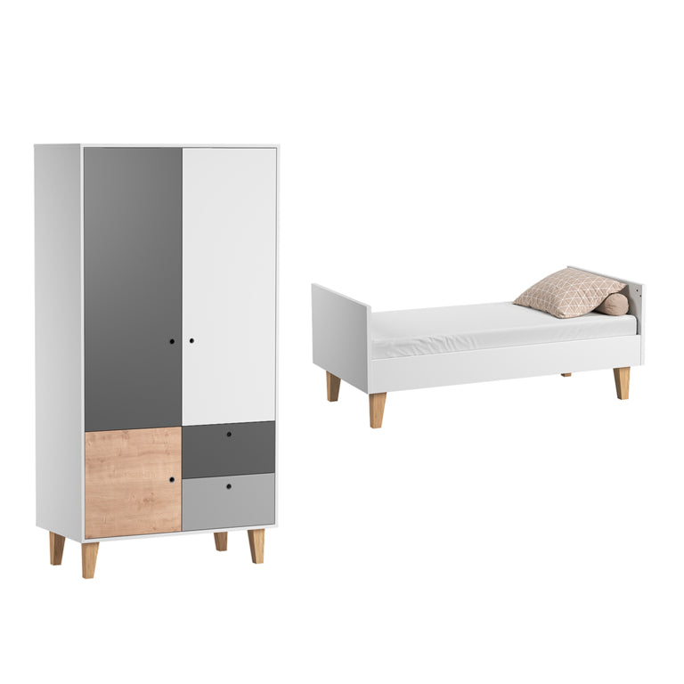 Lit bébé évolutif et Armoire Vox Concept Bois