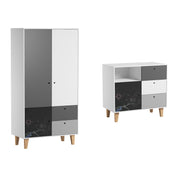 Commode 3 tiroirs et Armoire Vox Concept Noir