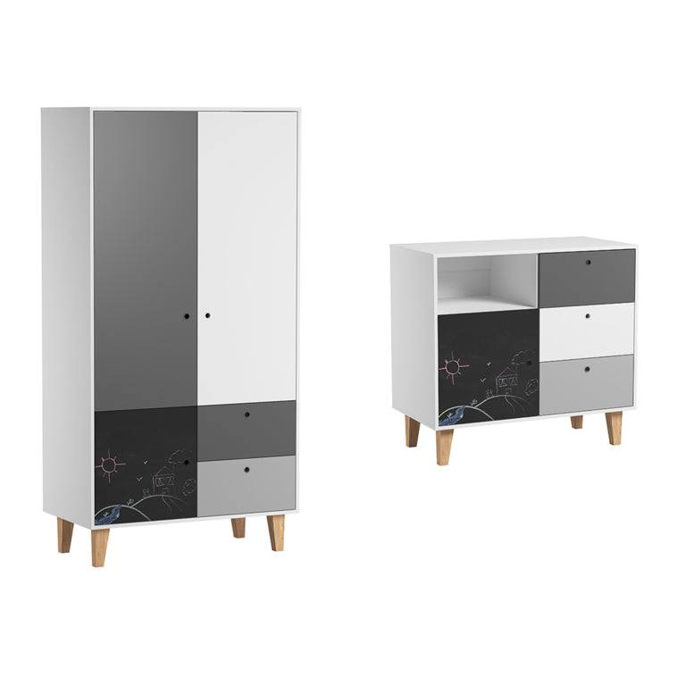 Commode 3 tiroirs et Armoire Vox Concept Noir