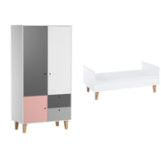 Lit bébé évolutif et Armoire Vox Concept Rose