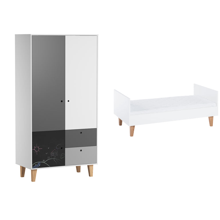 Lit bébé évolutif et Armoire Vox Concept Noir