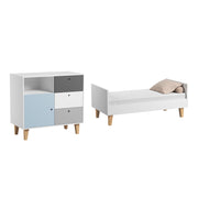Lit bébé évolutif et Commode à langer Vox Concept Bleu