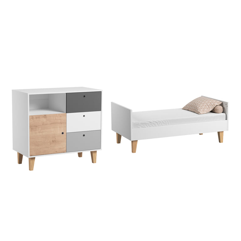 Lit bébé évolutif et Commode à langer Vox Concept Bois