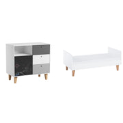 Lit bébé évolutif et Commode à langer Vox Concept Noir