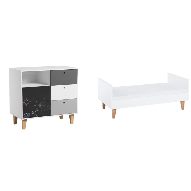 Lit bébé évolutif et Commode à langer Vox Concept Noir