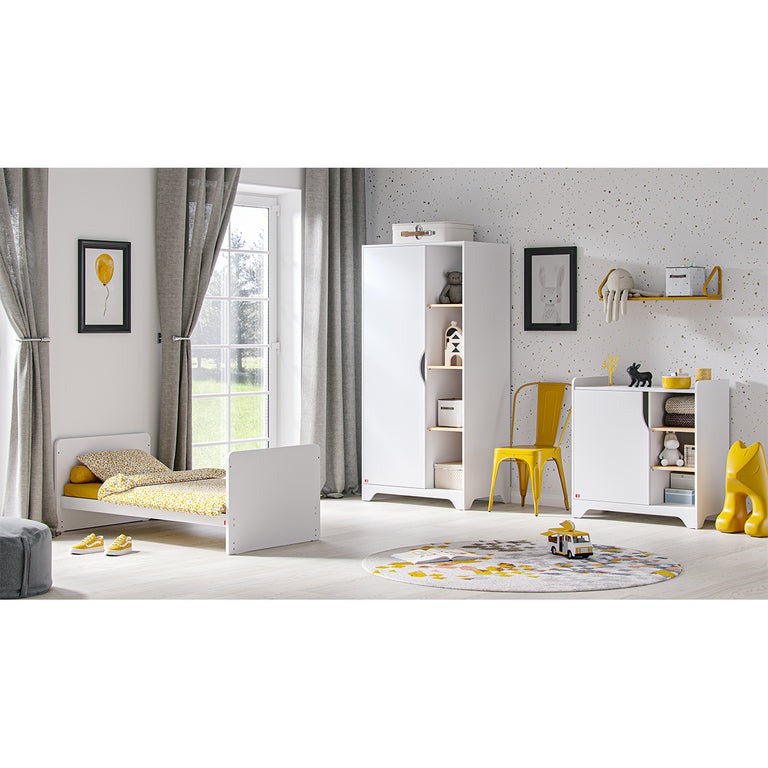 Lit bébé évolutif Vox Leaf - Blanc et bois - vue 5