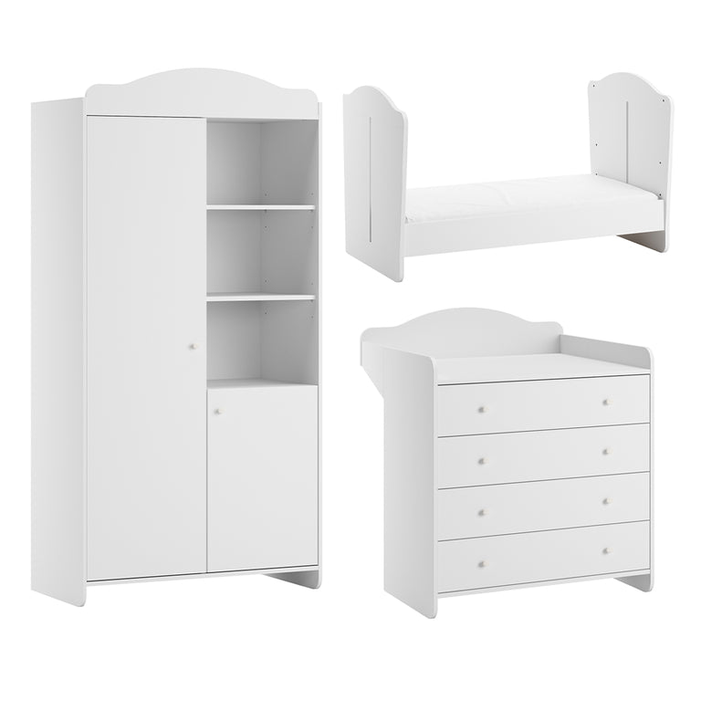 Chambre complète lit évolutif 70x140 commode à langer et armoire 2 portes Vox Megeve Blanc - vue 2