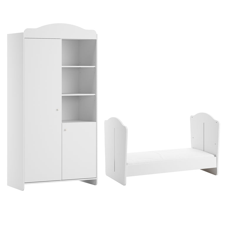 Lit évolutif 70x140 et armoire 2 portes Vox Megeve Blanc