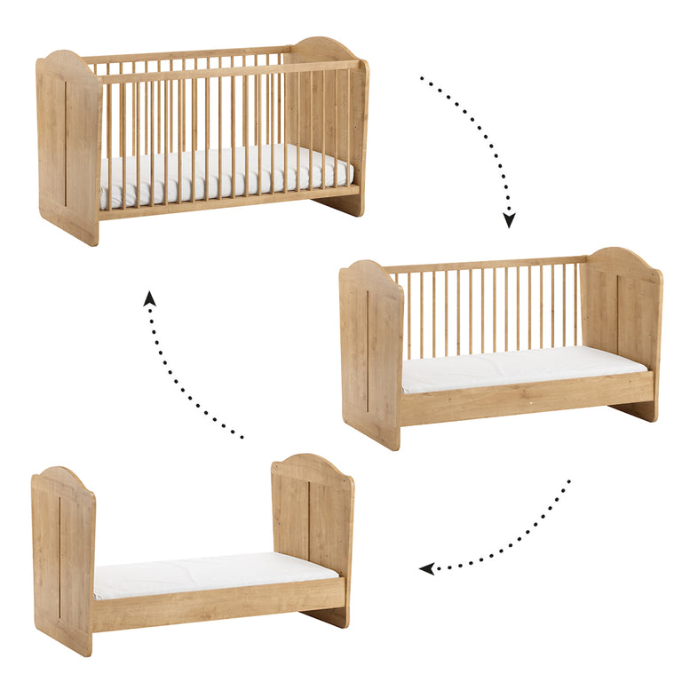 Lit évolutif 70x140 et commode à langer Vox Megeve Bois - vue 2
