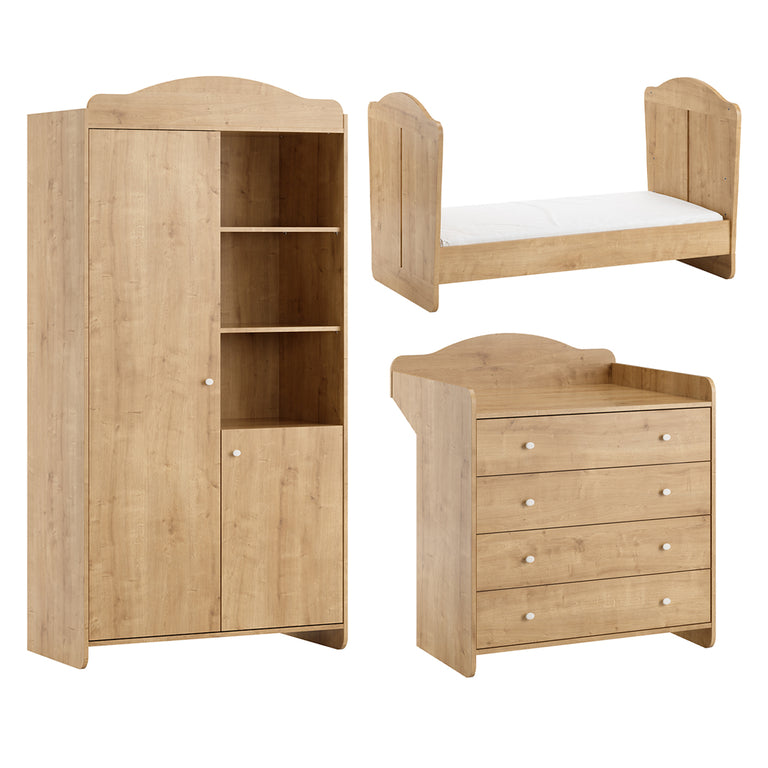 Chambre complète lit évolutif 70x140 commode à langer et armoire 2 portes Vox Megeve Bois - vue 2