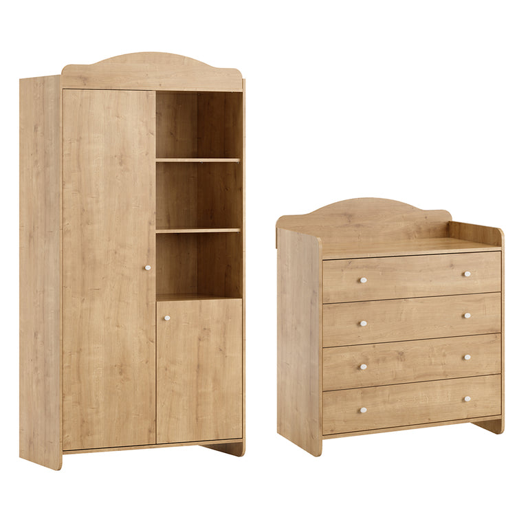 Commode à langer et armoire 2 portes Vox Megeve Bois