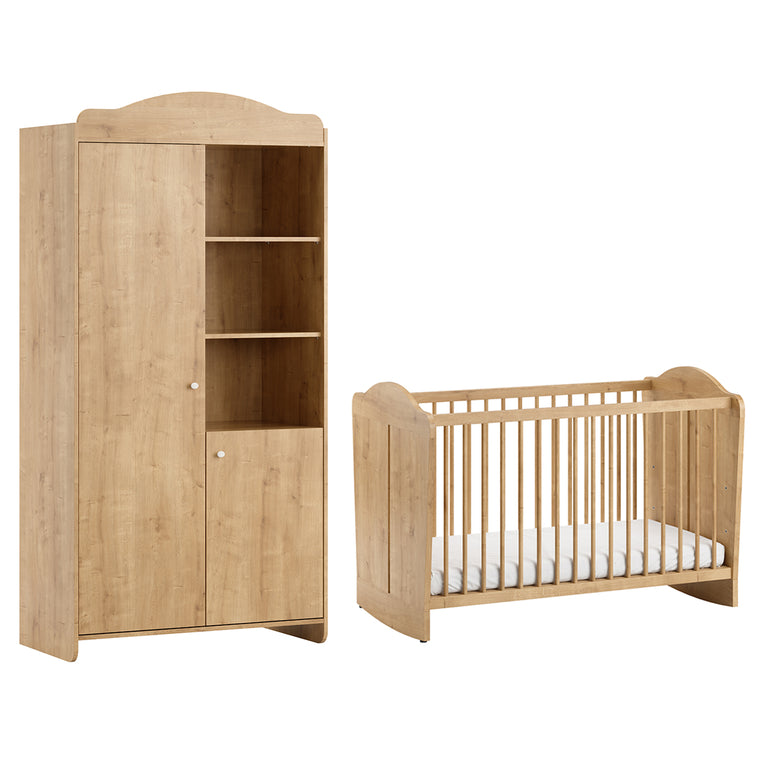 Lit bébé 60x120 et armoire 2 portes Vox Megeve Bois