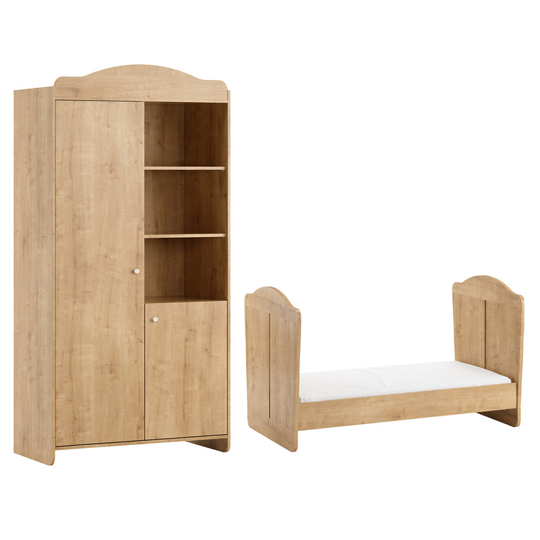 Lit évolutif 70x140 et armoire 2 portes Vox Megeve Bois