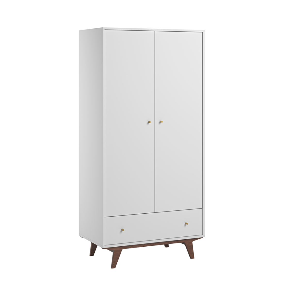 Armoire 2 portes 1 tiroir Vox Mid - Blanc et bois
