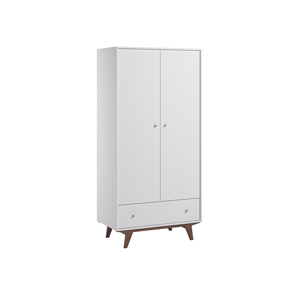 Lit évolutif 70x140 et armoire 2 portes 1 tiroir Vox Mid - Blanc et bois - vue 5