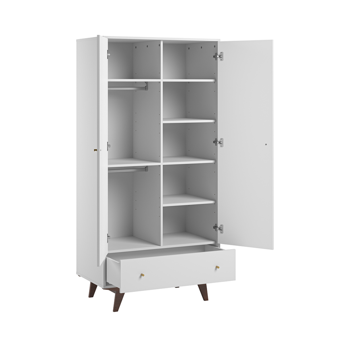 Armoire 2 portes 1 tiroir Vox Mid - Blanc et bois - vue 2