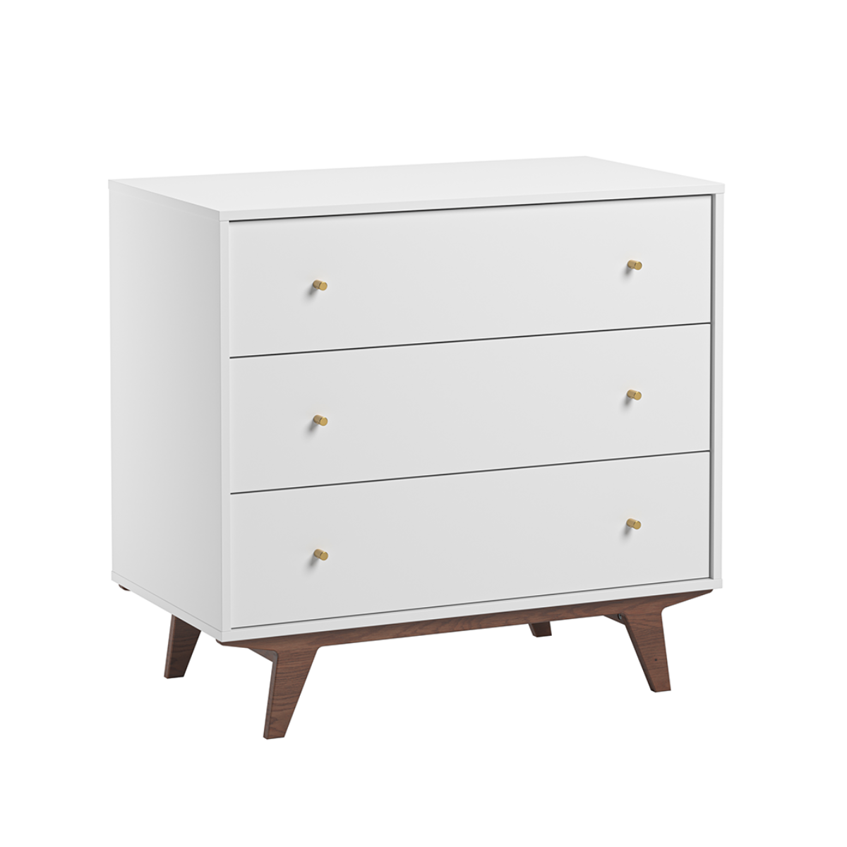 Commode 3 tiroirs Vox Mid - Blanc et bois