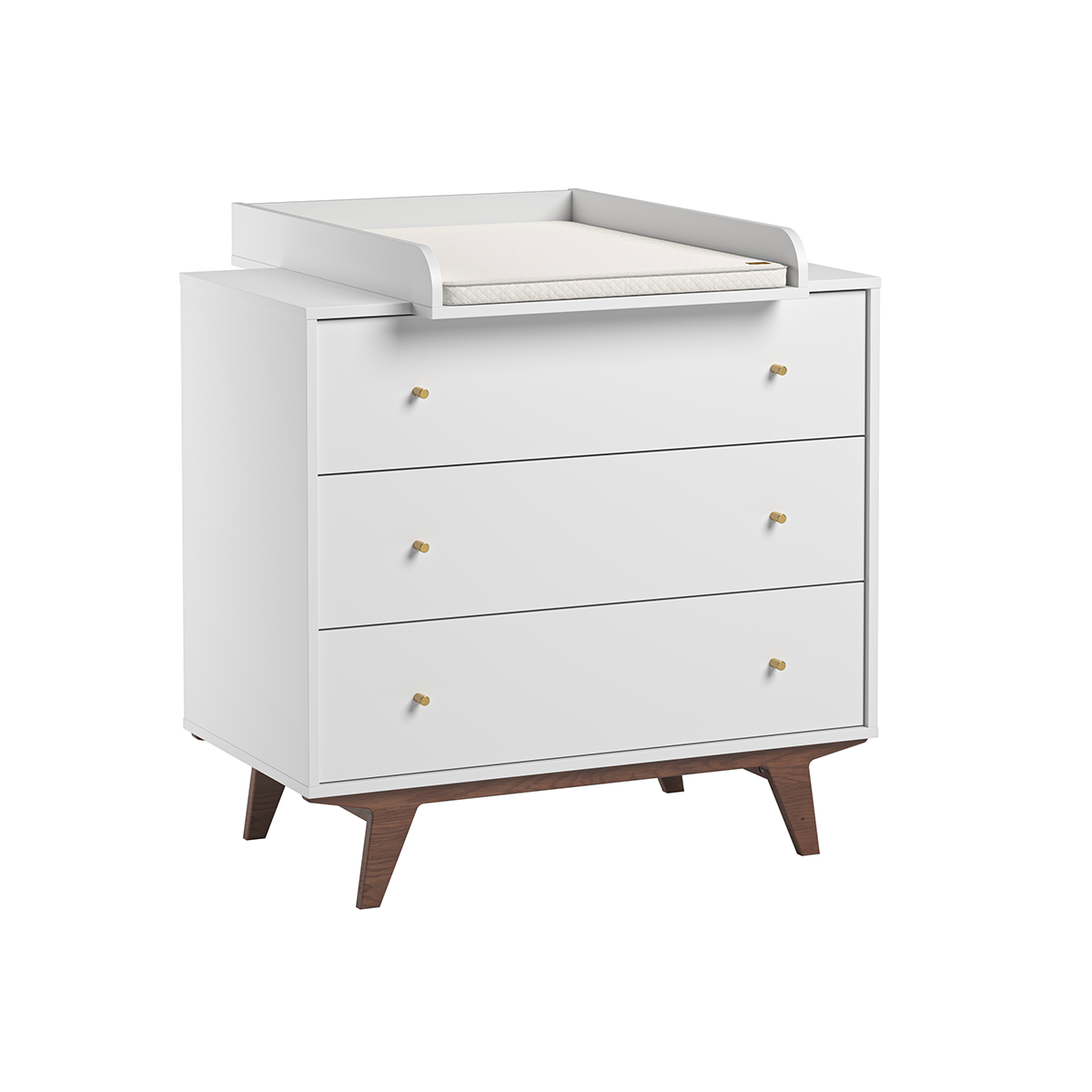 Chambre complète lit évolutif 70x140 commode à langer et armoire 2 portes 1 tiroir Vox Mid - Blanc et bois - vue 6