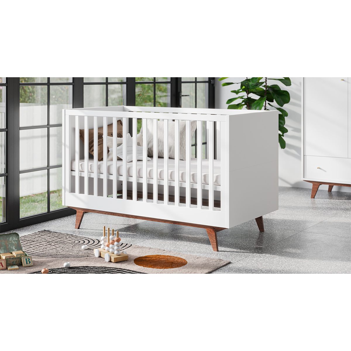 Lit évolutif 70x140 Vox Mid - Blanc et bois - vue 6
