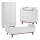 Chambre complète lit évolutif 70x140 commode à langer et armoire 2 portes 1 tiroir Vox Mid - Blanc et bois