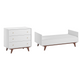 Lit évolutif 70x140 et commode 3 tiroirs Vox Mid - Blanc et bois