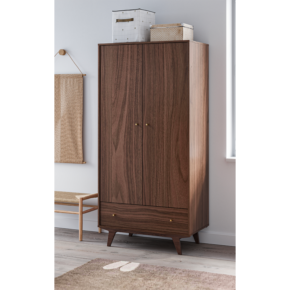 Armoire 2 portes 1 tiroir Vox Mid - Bois - vue 4
