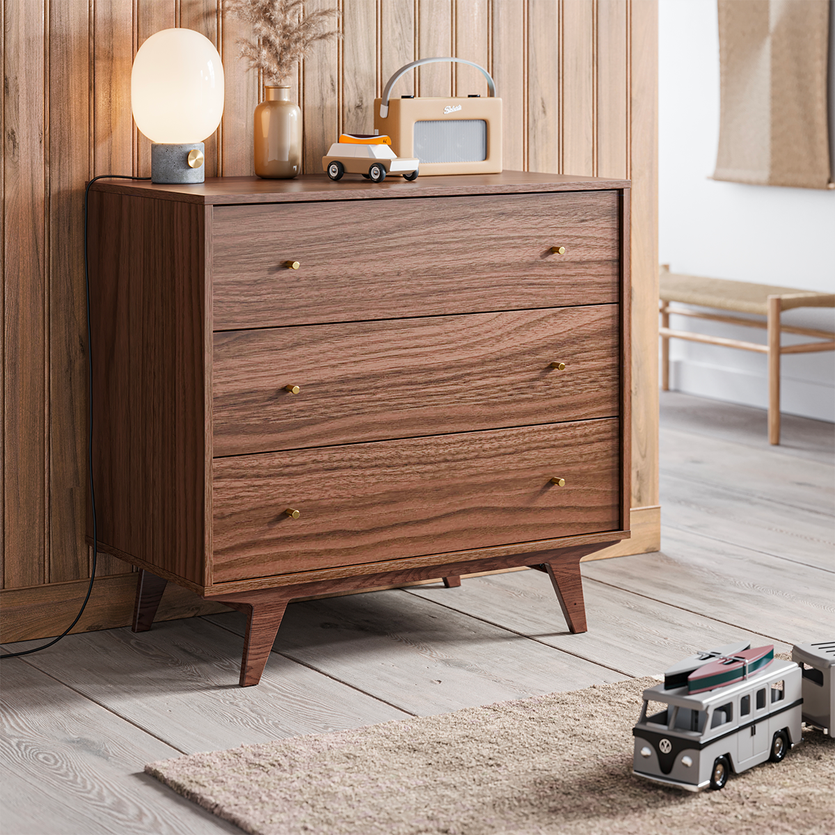 Lit évolutif 70x140 et commode 3 tiroirs Vox Mid - Bois - vue 8