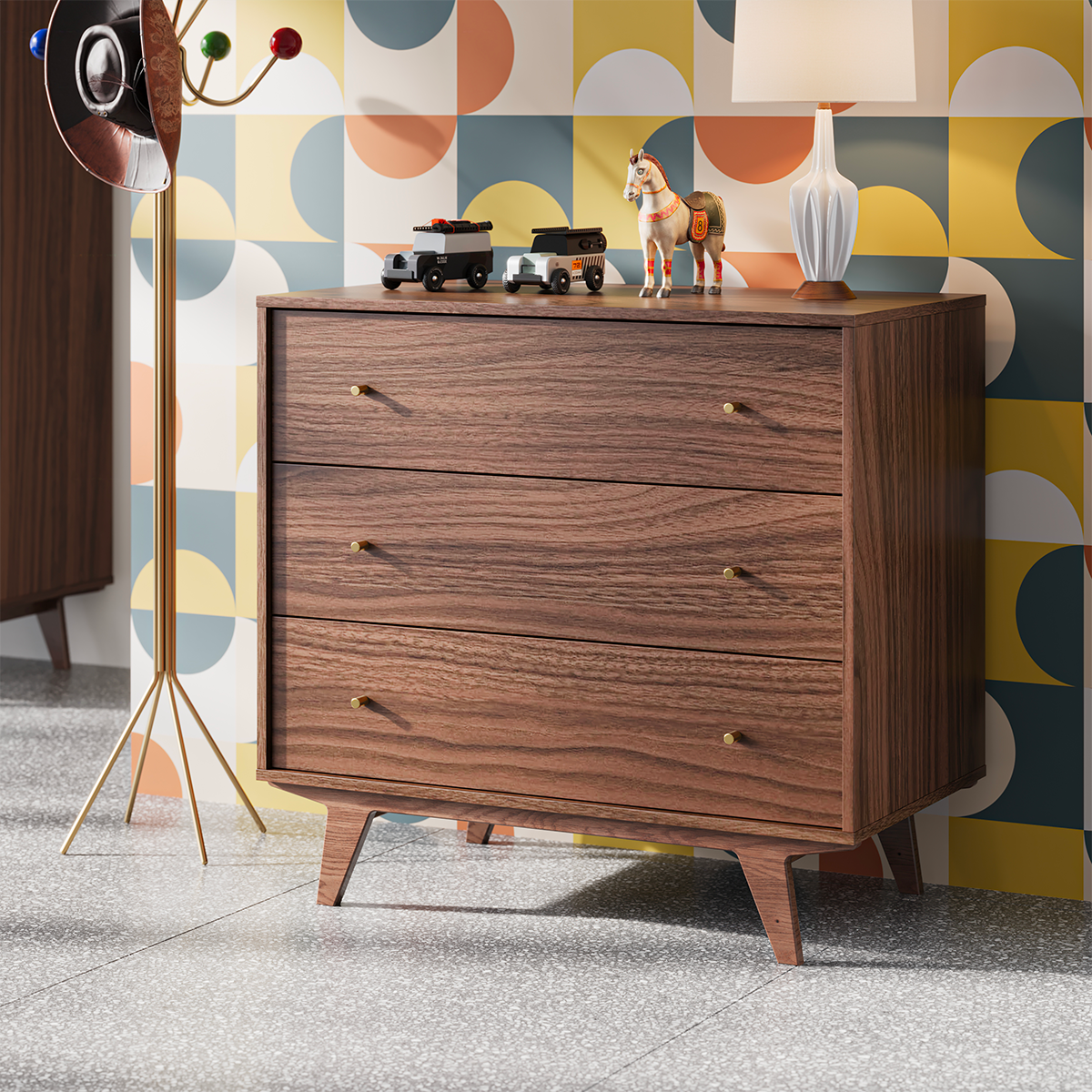 Commode 3 tiroirs Vox Mid - Bois - vue 3