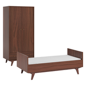 Lit évolutif 70x140 et armoire 2 portes 1 tiroir Vox Mid - Bois