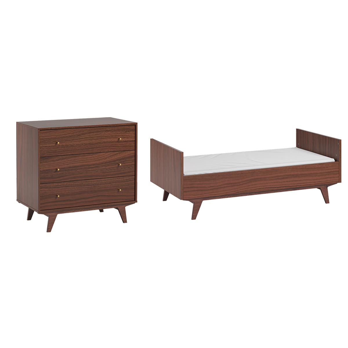 Lit évolutif 70x140 et commode 3 tiroirs Vox Mid - Bois