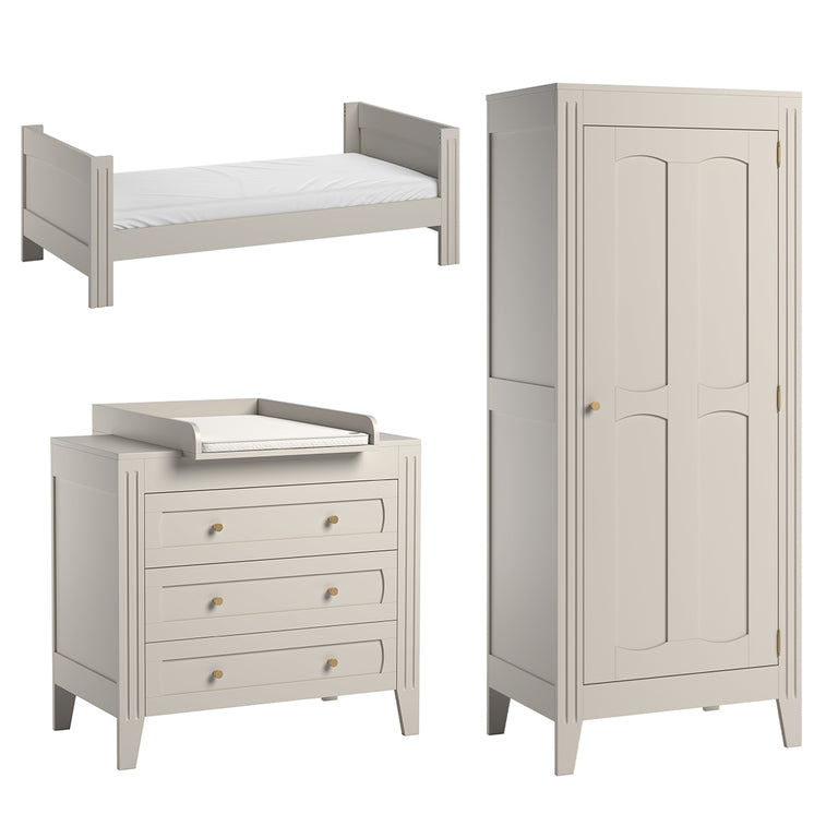 Chambre complète lit évolutif 70x140 commode à langer et armoire 1 porte Vox Milenne Cachemire - vue 2
