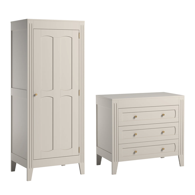 Commode 3 tiroirs et armoire 1 porte Vox Milenne Cachemire