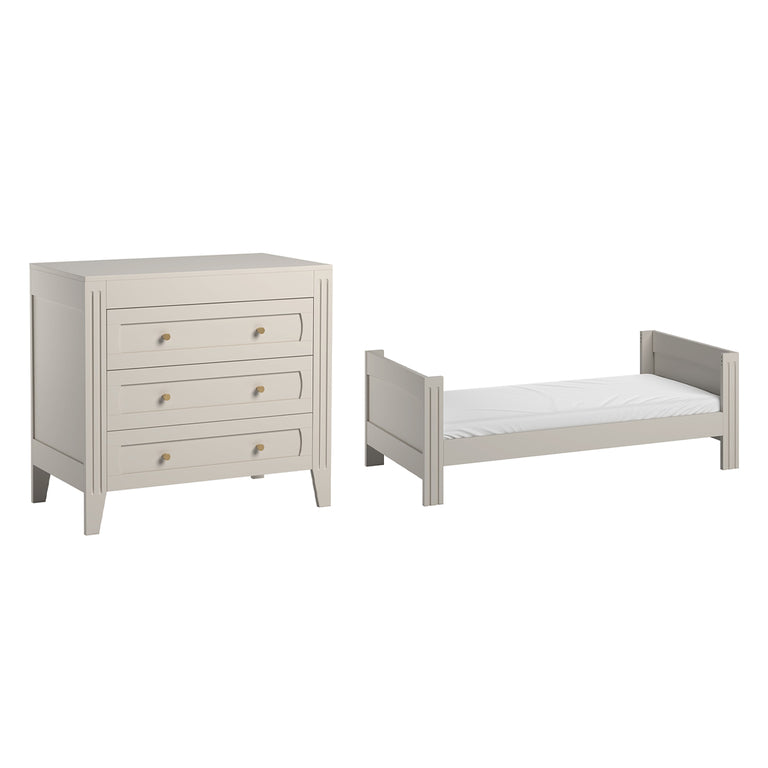 Lit évolutif 70x140 et commode 3 tiroirs Vox Milenne Cachemire