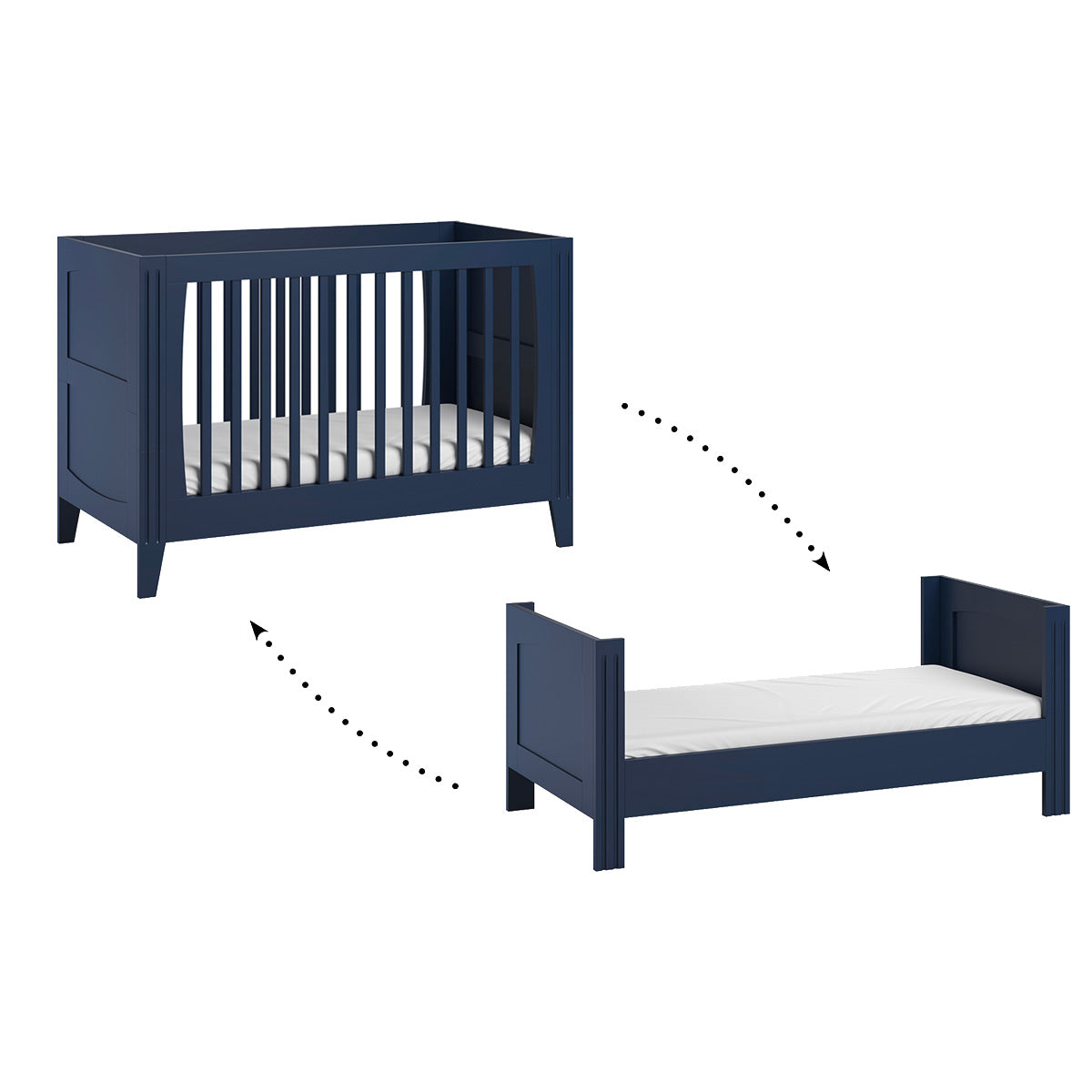 Lit bébé évolutif et armoire 1 porte Vox Milenne Bleu - vue 2