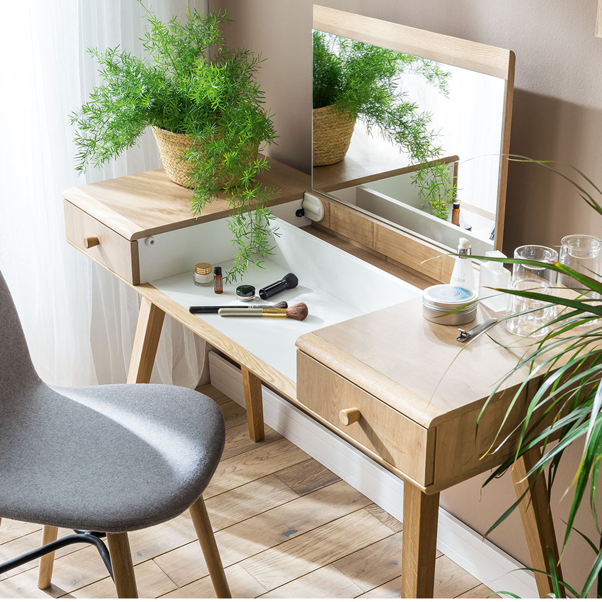 Coiffeuse bureau avec miroir Vox Nature Bois - vue 4