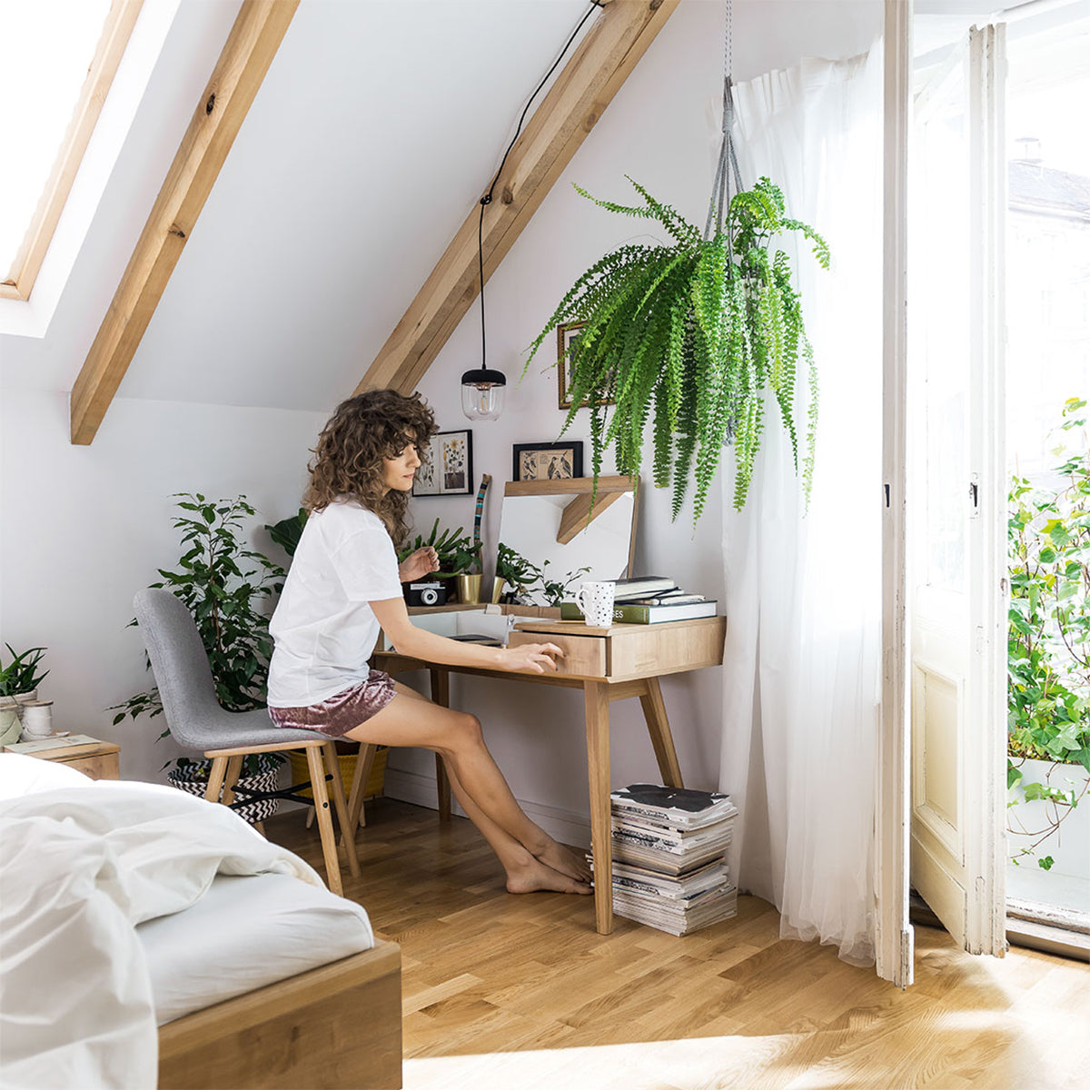 Coiffeuse bureau avec miroir Vox Nature Bois - vue 3