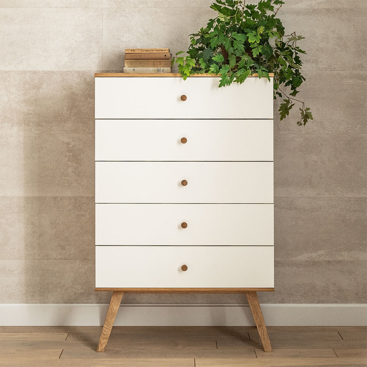 Commode 5 tiroirs Vox Nature Blanc - vue 5