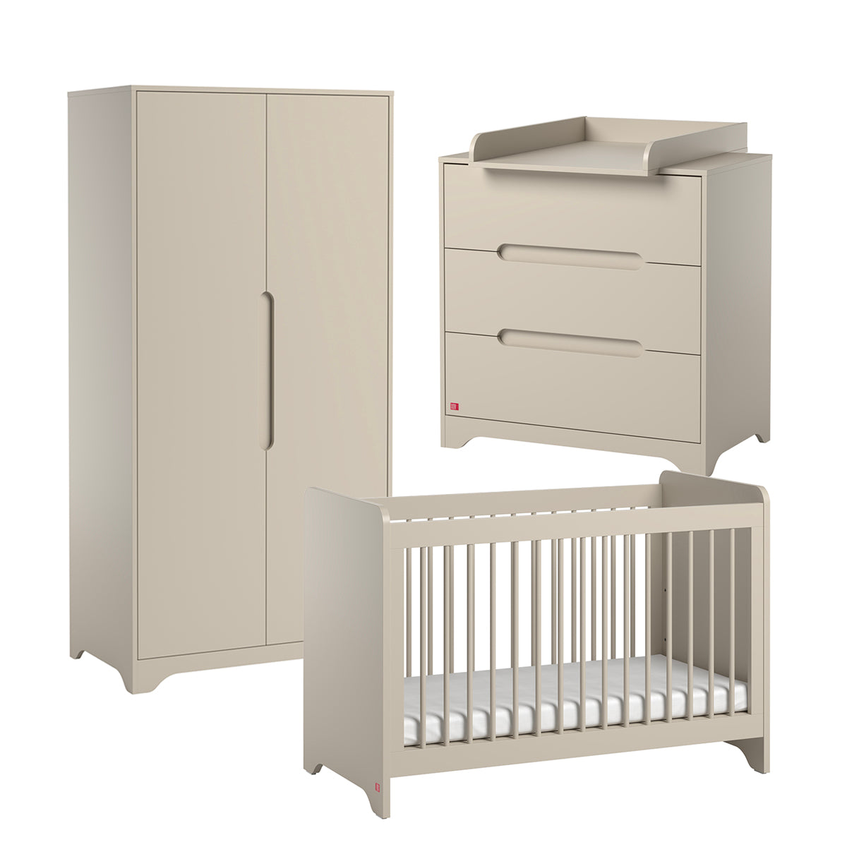 Chambre complète lit bébé 60x120 commode à langer et armoire 2 portes Vox Ova Beige - vue 2