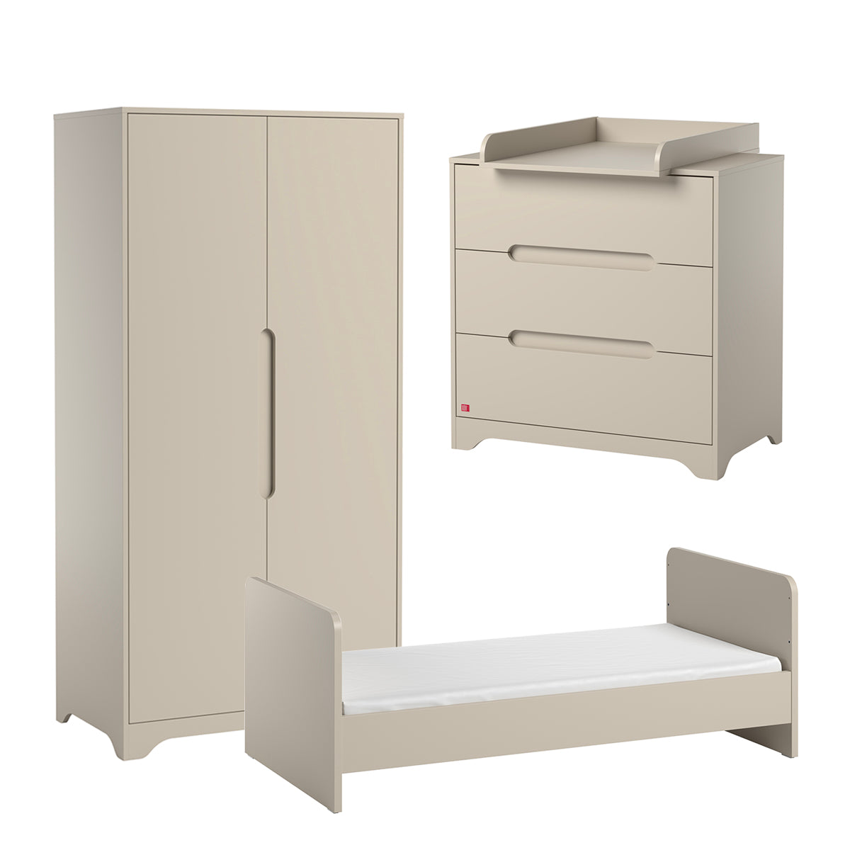 Chambre complète lit évolutif 70x140 commode à langer et armoire 2 portes Vox Ova Beige - vue 2