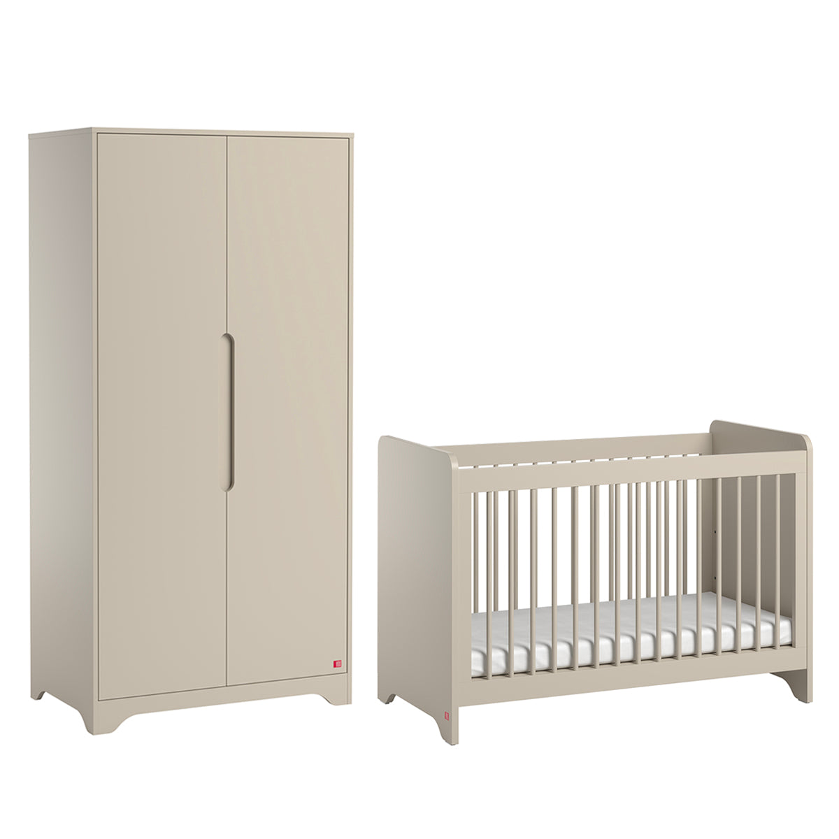 Lit bébé 60x120 et armoire 2 portes Vox Ova Beige