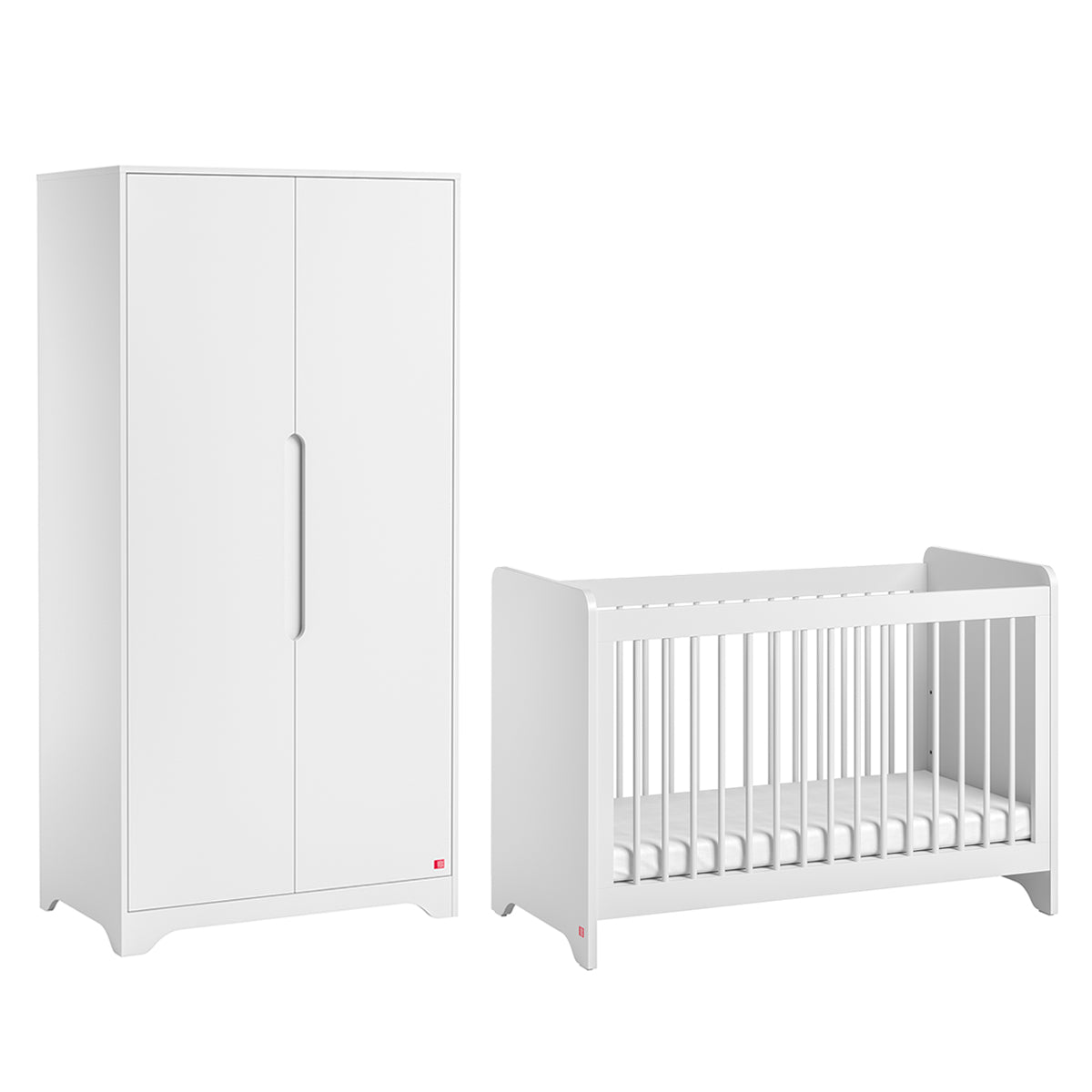 Lit bébé 60x120 et armoire 2 portes Vox Ova Blanc