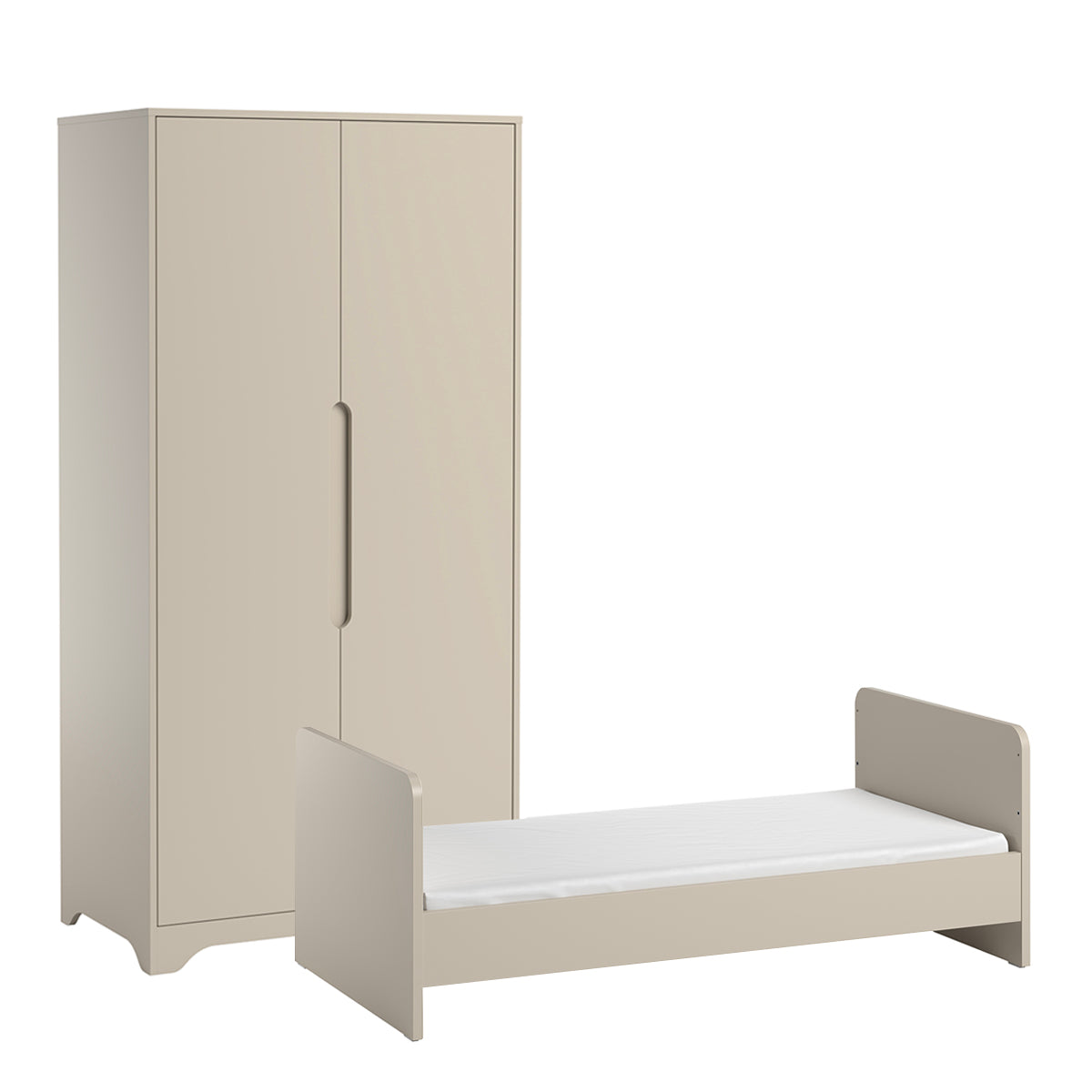 Lit évolutif 70x140 et armoire 2 portes Vox Ova Beige