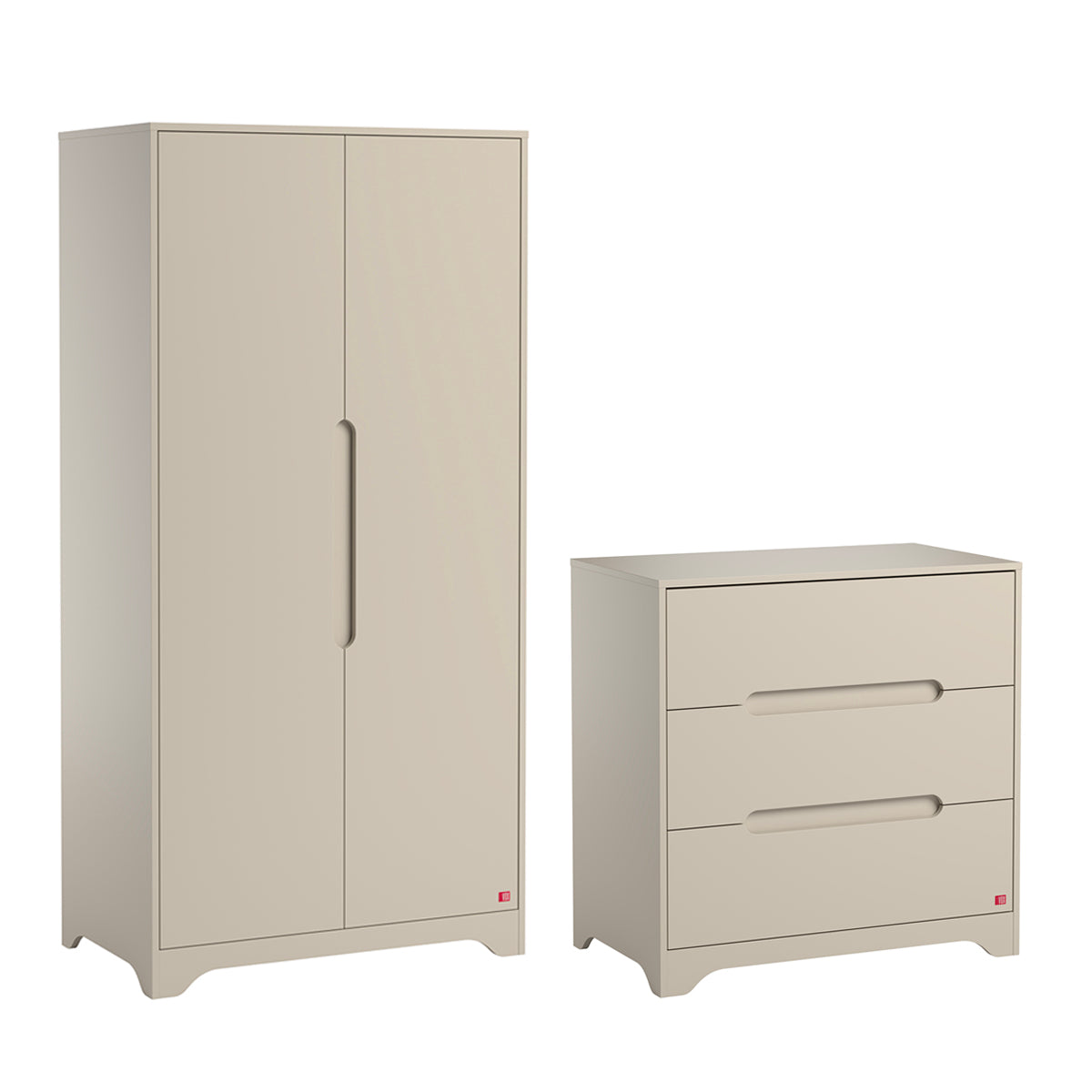 Commode 3 tiroirs et armoire 2 portes Vox Ova Beige