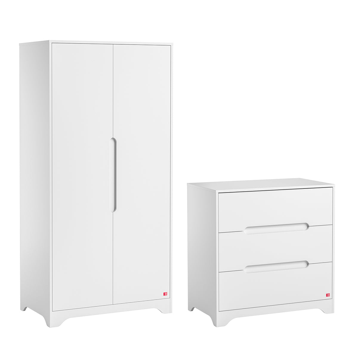 Commode 3 tiroirs et armoire 2 portes Vox Ova Blanc