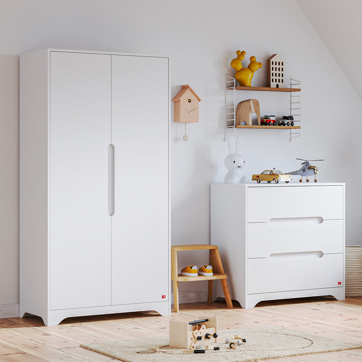 Commode 3 tiroirs et armoire 2 portes Vox Ova Blanc - vue 5