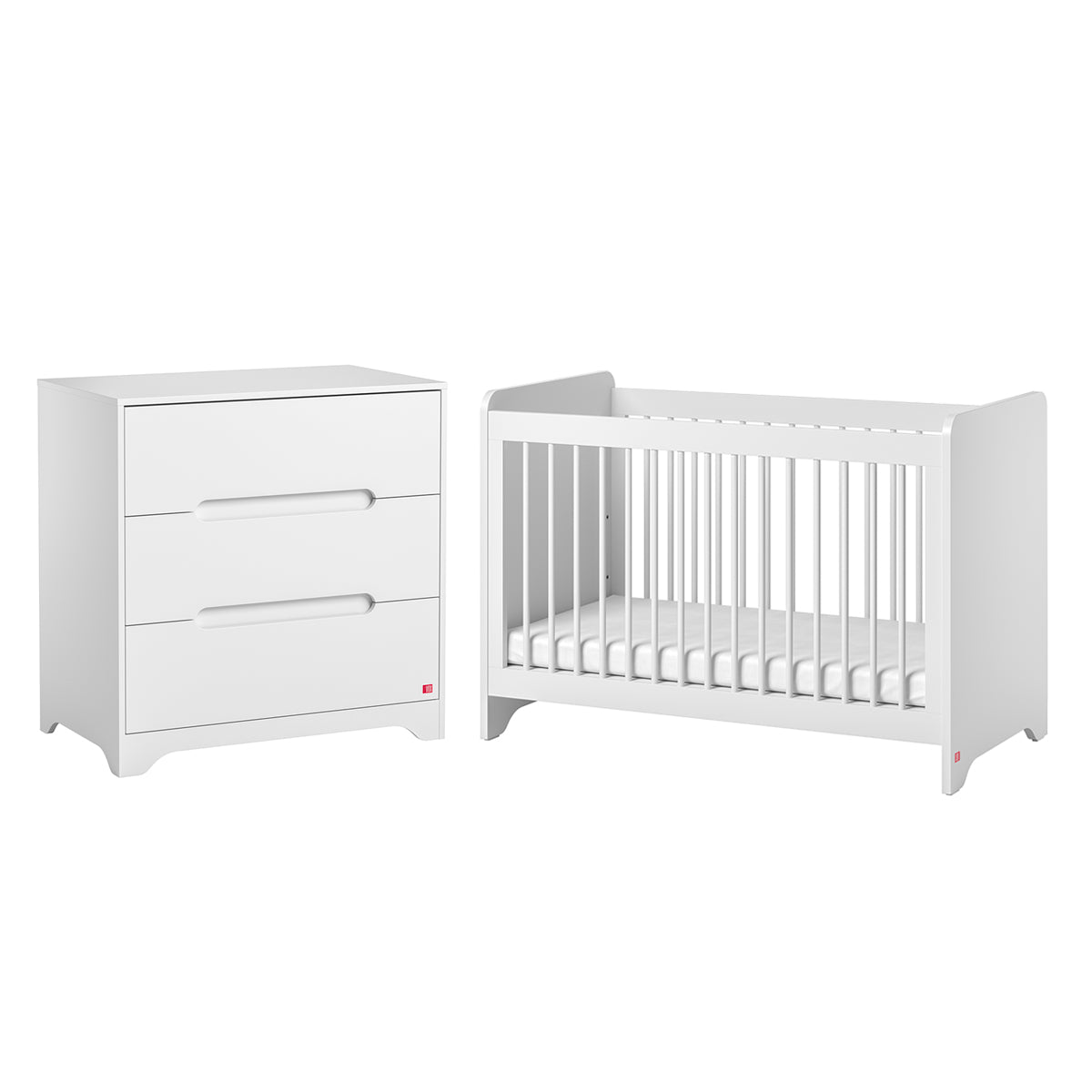 Lit bébé 60x120 et commode 3 tiroirs Vox Ova Blanc