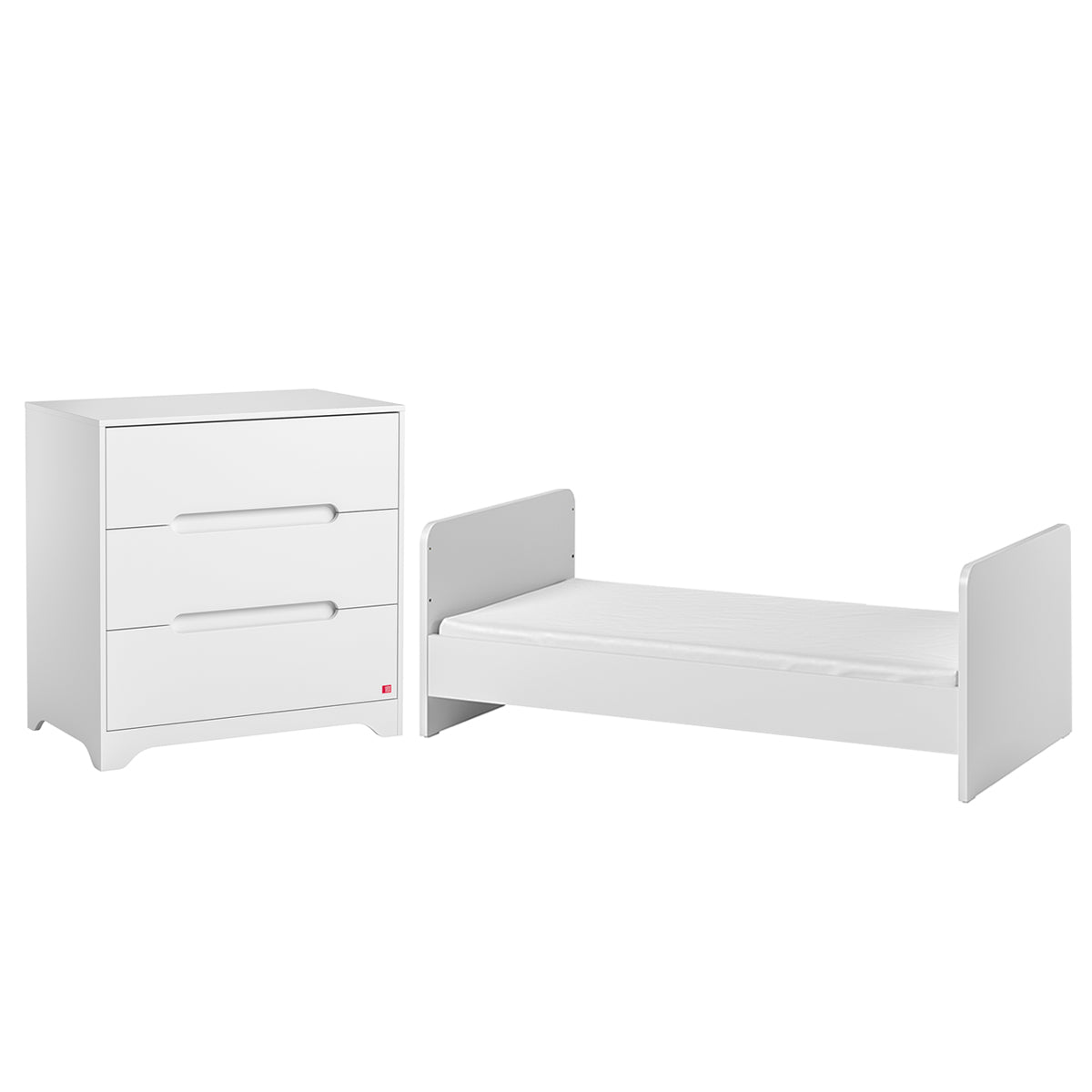 Lit évolutif 70x140 et commode 3 tiroirs Vox Ova Blanc