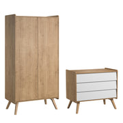 Commode 3 tiroirs et armoire 2 portes Vox Vintage Bois Blanc