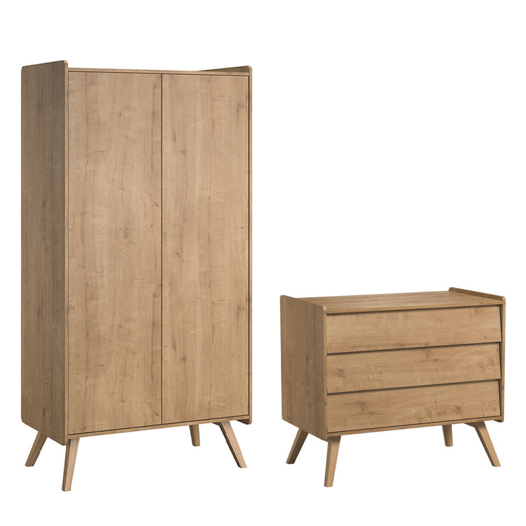 Commode 3 tiroirs et armoire 2 portes Vox Vintage Bois