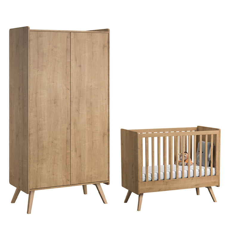 Lit bébé et armoire 2 portes Vox Vintage Bois